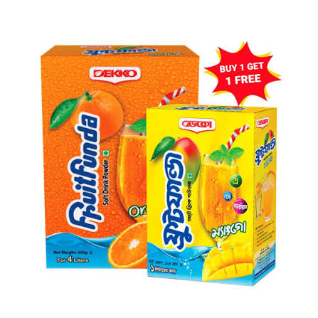 Dekko Fruit Funda Soft Drink Powder Mango (Free Orange Drink Powder 125 gm) 500 gm