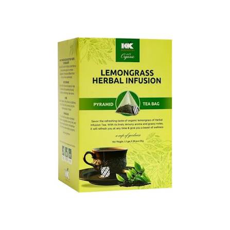 Kazi & Kazi Organic Lemongrass Pyramid Herbal Infusion Tea 20 pcs 30 gm